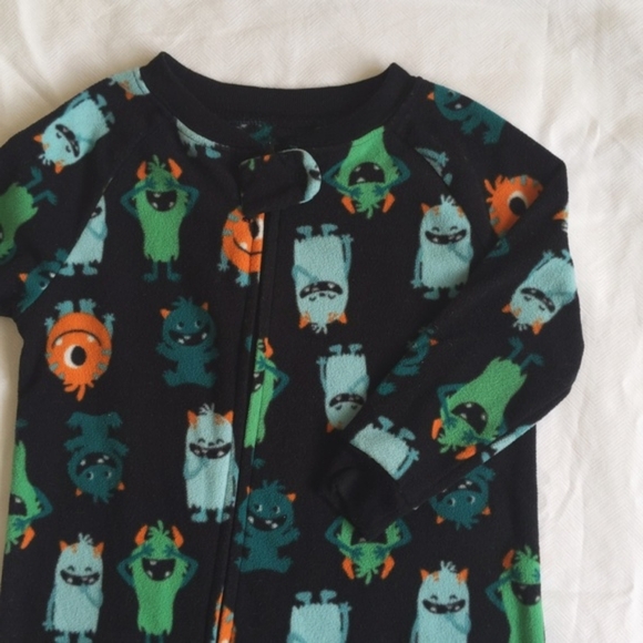 child of mine monster fleece zipper footie sleeper pajamas 18 months baby boy - Picture 5 of 6